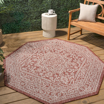 Sinjuri Medallion Textured Weave Indoor/outdoor Octagon Rug